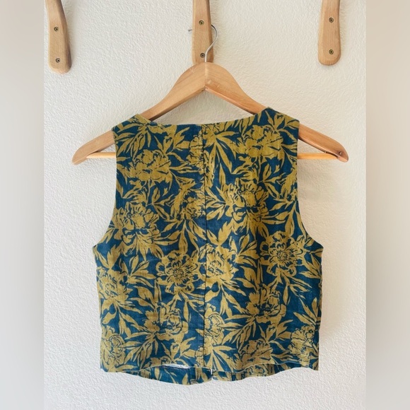 Madewell Printed Linen Crop Tank in Deep Shadow Size 00 - Picture 3 of 3